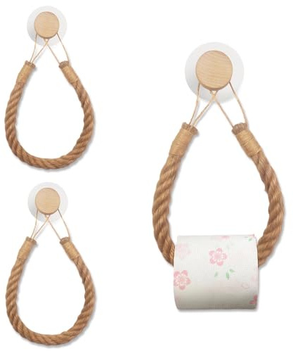 DUINIU Portasciugamani in Corda di Canapa da 3 Pezzi, Porta Bagno Intrecciato A Mano, Portaoggetti A Parete per Vento Naturale, Asciugamani Appesi E Asciugamani da Bagno.