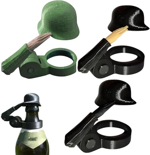 Soldat Salute Bier Bierflaschen Helm,Bierflaschen Helm,Staubdichte Lustiger Dekorative Kappen,Wiederverwendbar Soldier Salute Bierflaschenhelm,für Party Grillparty Bar (A+B+C)