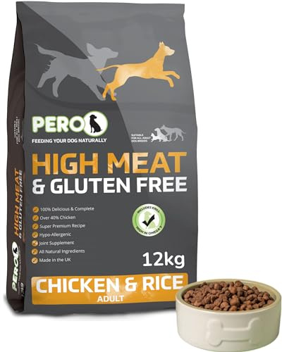 Pero High Meat & Gluten Free Dog Food – Chicken & Rice – 37% Chicken, Single Protein, Gentle Digestion, Joint Care (12kg)