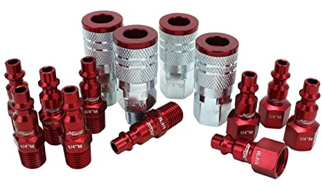 Milton S-314MKIT ColorFit Coupler & Plug Kit - (M-Style, Red) - 1/4 NPT, (14-Piece)