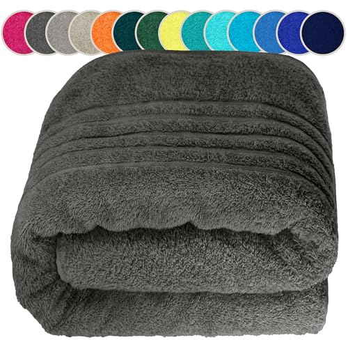 Lashuma Saunatuch Herren XXL, Saunahandtuch 80x200 cm, London Duschtuch Gross Grau - Anthrazit
