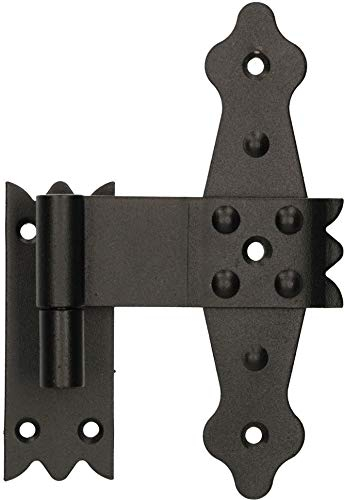 KOTARBAU® Bisagra central, Herraje para contraventanas, puertas y portones, Bisaga decorativa 160 mm, Bisagras para contraventanas de madera, Bisagra negra, Bisagra para atornillar