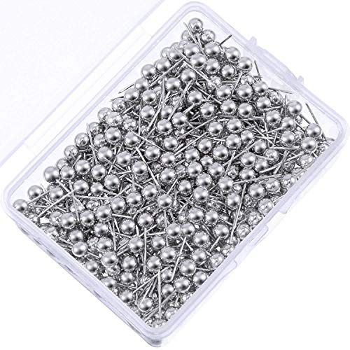 Egurs 200 Stück Karte Nagel Pinnadeln Stecknadeln 1/8 Zoll Kleine Größe Silber