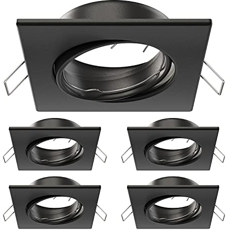 ledscom.de 5 cadres d'encastrement au plafond RIR, anguleux, pivotant, noir mat
