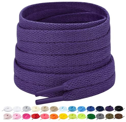 Stepace 2 par platt skosnören för sneakers 60 cm – 200 cm längd 18 färg skosnören lila 180