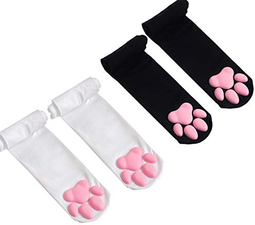 SUPTEC Cat Paw Oberschenkelhohe Socken Golves, niedliche weiche 3D-Zehenbohnen, Socken, Fäustlinge, Kätzchen, Krallenpolster, Socken für Mädchen und Frauen, Cosplay-Set