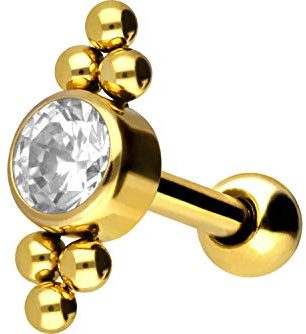 PIERCINGLINE Chirurgenstahl Ohrpiercing | Kristall + Kugeln | Piercing Ohr Stecker | Farbauswahl