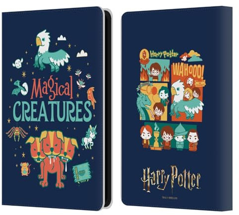 Head Case Designs Offizielle Harry Potter Magische Goschoepfe Deathly Hallows I Leder-Wallet-Hülle Kompatibel mit Kindle Paperwhite 5 (2021)