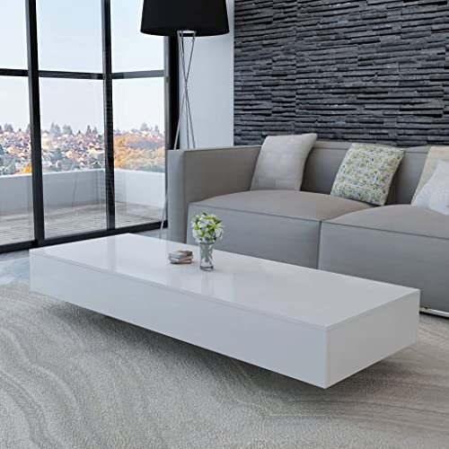 homiuse Table Basse Haute Brillance Blanc 115x55x31 cm Table Basse Salon Table Basse Relevable Table de Salon Tables Basses de Salon Petite Table Basse Tables Gigognes de Salon Ronde