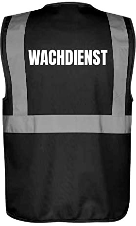 Fassbender-Druck WARNWESTEN - Sicherheitsweste GELB mit Taschen und Reißverschluss nach EN ISO 20471 zertifiziert - Warn Weste für WACHDIENST - Unisex mit hochwertigem Reflektorstreifen