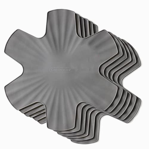 Coolinato - Pfannenschoner aus Silikon 6er Set 35 cm Grau - Universeller Topfuntersetzer, Pfannenschutz & Stapelschutz - Untersetzer und Hitzeschutz für Pfannen und Töpfe spülmaschinenfest & BPA-frei