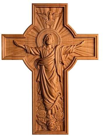 BGCOPPER Jesus Crucifix Wall Cross, Wooden Cross Wall Decor - 10 Inch