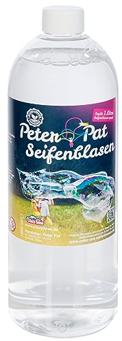 Peter Pat Seifenblasen Flüssigkeit 1 Liter Seifenblasenflüssigkeit für Riesenseifenblasenund Seifenblasen Nachfüllflasche Seifenblasenlösung für Kinder & Erwachsene auf Geburtstag