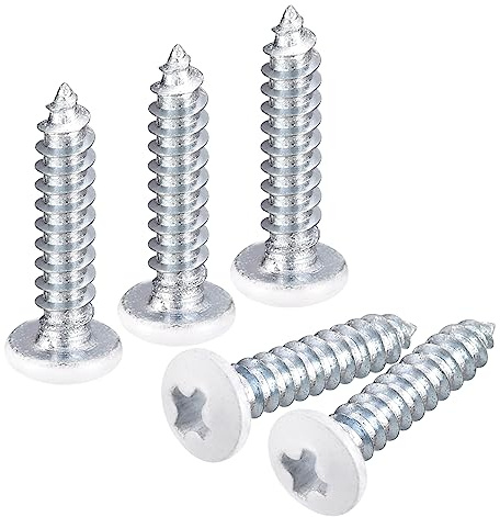 QUARKZMAN ST2.5x12mm 100Stk Weiße Schrauben Senkkopf Holz Selbstschneidend Schrauben Pfanne Kopf Kreuzschlitz Holzschrauben für Holzarbeiten
