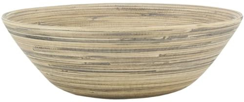AUBRY GASPARD - Saladier en Bambou - Rond - Finition Naturelle et Teintée Noire - Ø 30 cm - Hauteur 10 cm - Léger et Élégant - Idéal pour Présentation de Salades et Fruits - Poids 0,40 kg