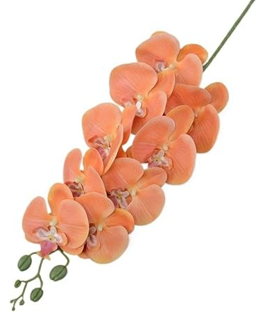 HXSCOO Fleurs artificielles Phalaenopsis à Motifs 9 têtes, Ornements de décoration de Maison, Bouquet de Fleurs artificielles for Exposition de Mariage (Color : 9 Film Orange)