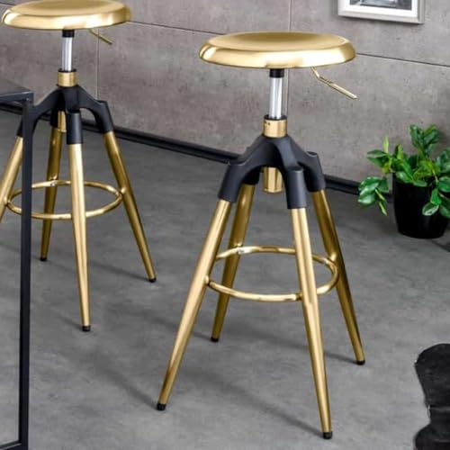 LEBENSwohnART Urbaner Barhocker FABRICA Gold schwarz höhenverstellbar Metall Industrie-Design