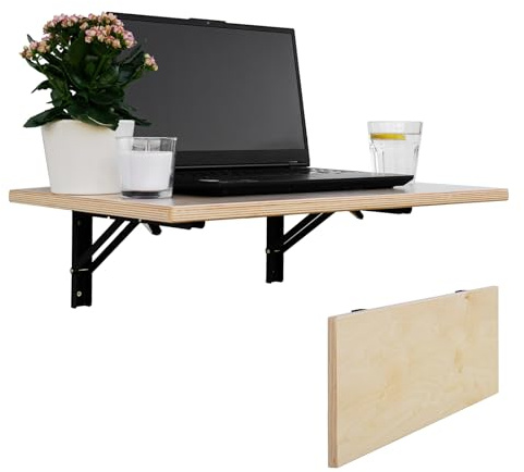CAWI Robusto tavolo pieghevole da parete in legno massiccio: tavolo da cucina pieghevole e scrivania sospesa, tavolo pieghevole in MDF laminato
