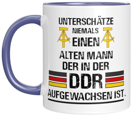 TassenTicker - DDR Tasse - Männer Geschenk - Geschenkidee - Ostdeutschland - Kaffeetasse mit Spruch - Ostalgie - Motiv - Geburtstagsgeschenk - Blau