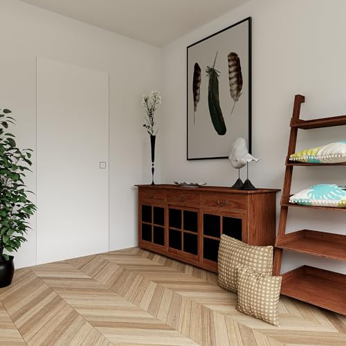 Porte Italiane, Porta Bianca Filo Muro Easy Wall Moderna con Serratura Magnetica Invisible Lock, Installazione Semplice su Muratura o Cartongesso Porta Raso Muro Easywall 80x210 spingi sx - tira dx