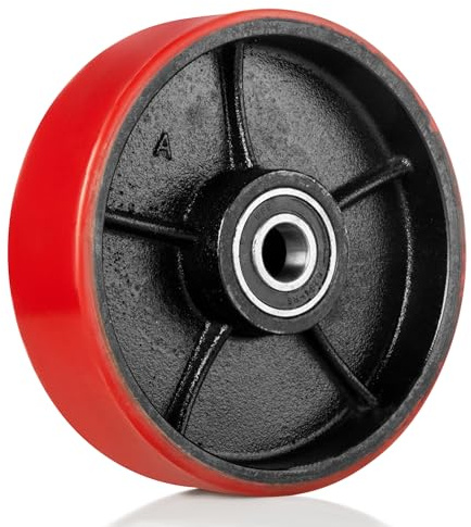 Pallit Hubwagen Rolle Polyurethan PU 180x50 mm – Lenkrolle mit Kugellager, Achse 20 mm, Ersatzrolle Laufrolle für Hubwagen, Ameise, Gabelhubwagen | Ø 180 mm, Breite 50 mm