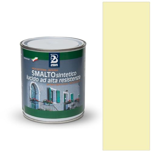 2BM Vernis synthétique à haute résistance ivoire clair RAL1015 à solvant brillant sans odeur, non jaunissant, convient au bois, au métal et au mur, pour intérieur et extérieur | Format 0,75 l
