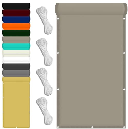 Rechteckiges Sonnensegel 180 x 500 cm Wetterschutz Wasserabweisend Sonnenschutz Strand Uv-Schutz-Polyestergewebe mit Seil Sonnenschutz Markise für Balkon Terrasse Und Garten, Khaki