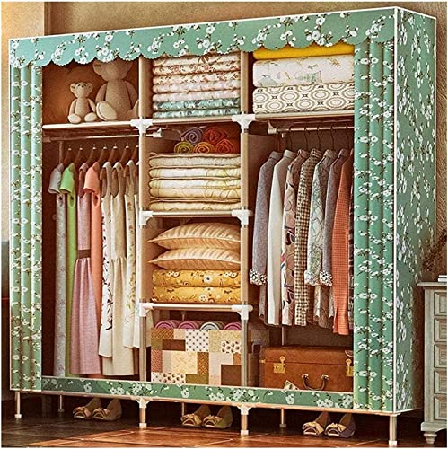 LAMEDOAT Tragbarer Kleiderschrank, Stoffgarderobe, Segeltuchgarderobe, Kleideraufbewahrung, Schlafzimmer, Schlafsaal, Zusammenbau, Klappschrank, geschlossen, tragbar, 165 x 46 x 168 cm, tragbarer Kle