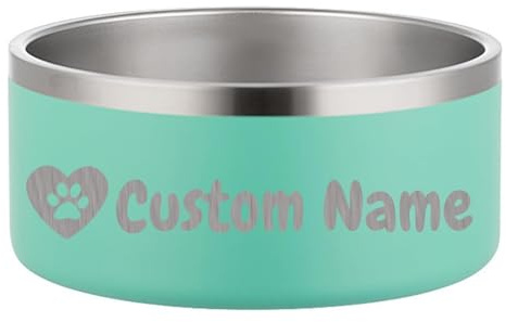 Gamelle pour Chien personnalisé en INOX avec Fond antidérapant - Bol Durable pour Chats et Chiens, gamelle INOX pour Chiot et Chaton(Vert)