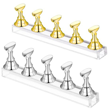 2 Set Acrilico Supporto Espositore Unghie Display Stand Nail Tip Holder, Supporto per Unghie Fai da Te, Magnetico Supporto per Pratica Unghie Strumento per Manicure per Uso Domestico e Salone