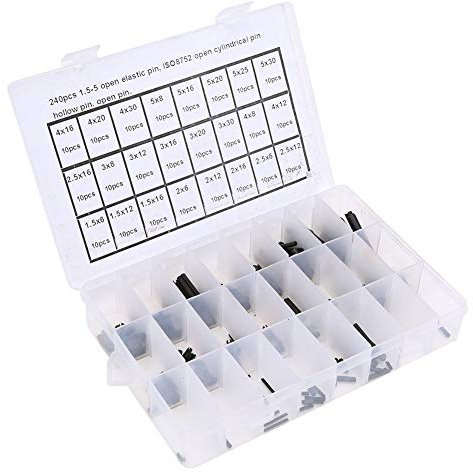 240 Piezas de Pasador Cilíndrico Elástico de Acero Al Carbono Piezas Auxiliares de Posicionamiento Hueco 1,5-5 con Pasador de Chaveta, Generalmente Utilizado para Conectar,
