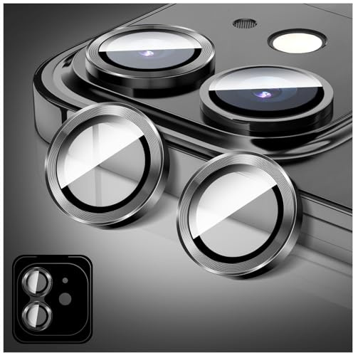 LucBuy Camera Lens Protector Compatible for iPhone 12/12 Mini, Tempered Glass Camera Cover Screen Protector, HD Anti Scratch Phone Accessories, Automatic-Alignment Metal Independent Rings