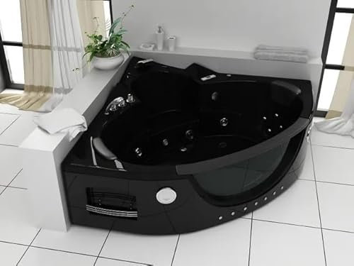 Bagno Italia Vasca Idromassaggio nera da152x152 cm 12 getti vetro frontale cromoterpia e bluetooth
