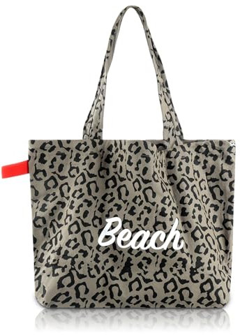TAIHOBO Tasche Leopardenmuster, Strandtasche 33×52cm mit Großer Kapazität, Mode Leo Tasche, Tote Bag Damen für den Sommer, Beuteltasche Damen für Strand Reisen Urlaub und Shopping