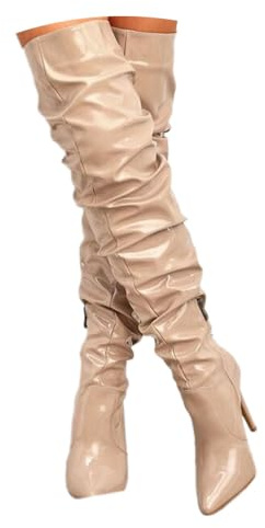 ticticlily Bottes Hautes pour Femmes Bottes Longues d'hiver Chaudes avec Talon Bloc Bottes Cuissardes Femme Cuir Bottines Talon Haut