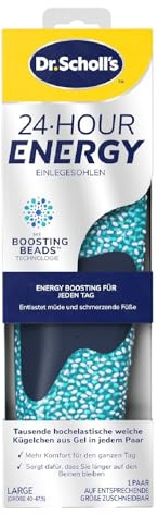 Dr. Scholl's 24-timmars energiinnersulor – Ger tillbaka energi med varje steg, lindrar tröta, värkande fötter med minnesskum, boosting-beads-teknik, flexibelt fotvalvsstöd, EU-storlek 35–40