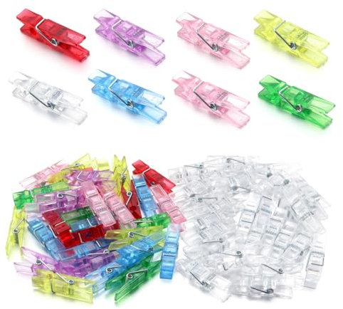 Lot de 200 petites pinces transparentes en plastique multicolores - Mini pinces à linge - Pinces à linge - Pinces à linge - Pinces à linge - Pinces à suspendre pour photos - Guirlande lumineuse - 2,5