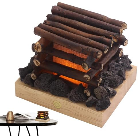 Falsos troncos de fuego - troncos de chimenea LED, falsos troncos de chimenea eléctricos | Lámpara de fuego recargable por USB con 3 modos ajustables, Lámpara de leña falsa de calefacción LED 3D,