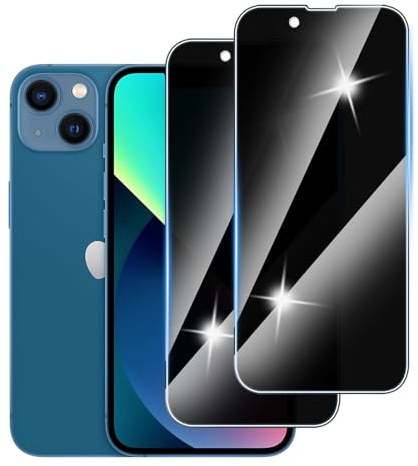 Hirshen 2 Pezzi Privacy Pellicola Protettiva per iPhone 13/iPhone 14, Anti Spy, Durezza 9H,Pellicola VetroTemperata Anti Graffio