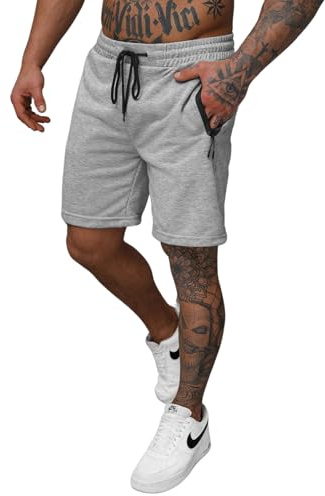 OZONEE Herren Sporthose Kurz Shorts Sweatpants Trainingshose Kurze Hose Bermuda Sportshorts Jogginghose Freizeithose Sweatshorts Herrenhose Sport JS/17K532Z/2 GRAU 2XL