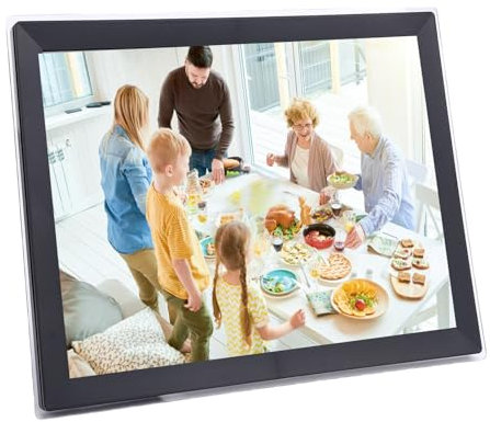 Cornice digitale da 15 pollici con memoria da 32 GB, Schermo tattile 2.4G WiFi HD Cornice elettronica, Cornice fotografica intelligente a rotazione automatica per l'ufficio