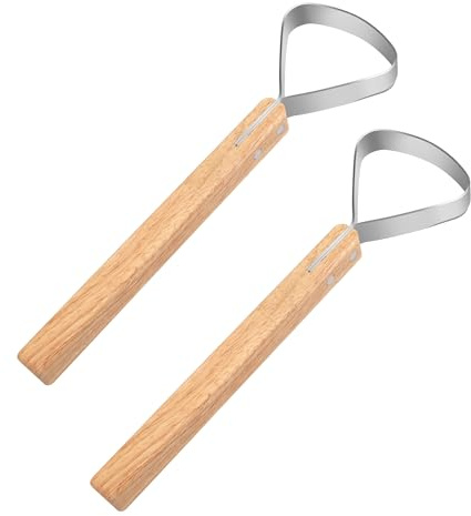 Solaradgy 2Pcs Hide Scraper Fleshing Tool, Fleshing Knife for Hides, Taxidermy Supplies and Fleshing Knife, Draw Knife Debarking Tool, Leather Working Tools for Professionals and Hobbyists