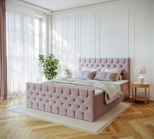 Imebel Boxspringbett 180x200 mit Bettkasten - Bett mit Matratze H3 und 2 Bettkästen - Schlafzimmerbett mit Topper - Bequemes und Elegantes Doppelbett für das Schlafzimmer
