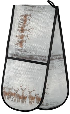 Quteprint Maniques doubles de cuisine matelassées, résistantes à la chaleur, 17,8 x 88,9 cm de long, pour pâtisserie, barbecue, barbecue et micro-ondes – Lavable en machine avec boucle de suspension