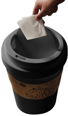 Générique Poubelle - Mini Poubelle Tasse À Café Avec Couvercle | Couvercle Battant Grande Capacité pour Salle de Bain, Jardin, Bureau, Cuisine, Chambre et Espaces Restreints