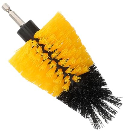 SHINEOFI Power Scrubber and Corner Crevice Reach Drill Brush Attachment with Drill Compatibility Sturdy Yellow Pp and Steel Material Brush Head for Cleaning Car and Toilets