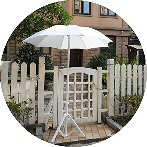 Ombrelloni da spiaggia rotondi Φ1,6 m, ombrellone da giardino bianco per esterni, ombrellone da patio anti UV, protezione solare, balcone, piscina, terrazza, cortile, ombrellone, con supporto triango