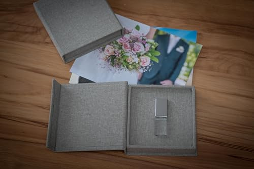 Clé USB Cristal avec Boîte Thème de Mariage - Design élégant avec gravure de mariage Design de mariage idéal comme cadeau de mariage ou pour prendre des photos souvenirs - USB 3.0 (Boîte Gris 1, 8GB)