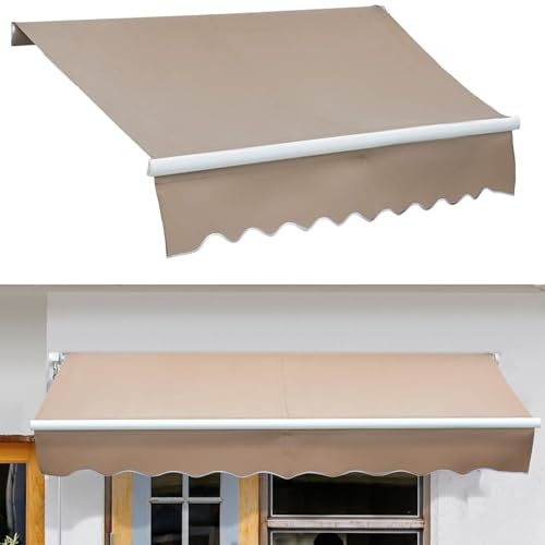 Toldo retráctil para patio, protección UV, impermeable, para balcón y terraza, diseño de brazo extensible, disponible en negro, gris, azul, marrón, tamaños 3/4/5/6 m