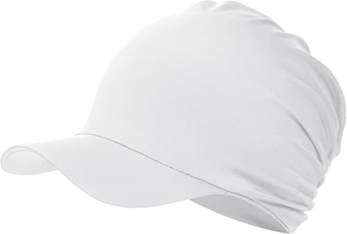 LIiutufy Women's Chemo Headwear & Sun Visor Hat, Wide Brim UV Protection, Breathable Polyester, Elegant Headscarf for Outdoor, Travel, Exercise (White)